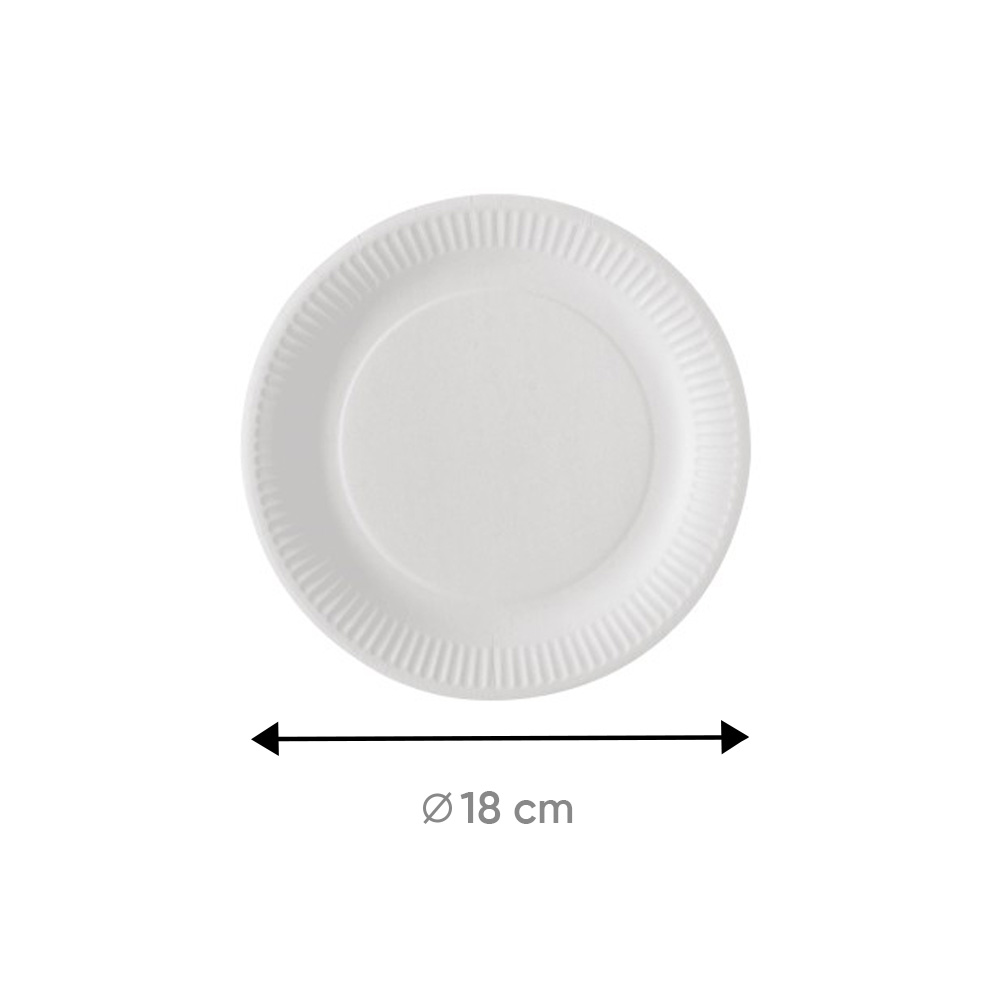 Assiette blanche en carton enduit anti-gras 180 mm